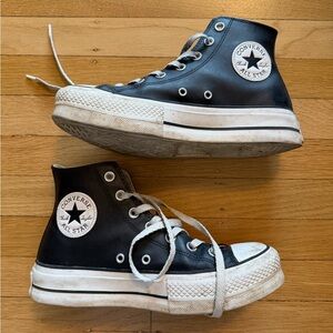 Converse Black Leather High-Top Sneakers
